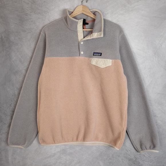 Patagonia Sweater Womens Large Gray Synchilla Snap-T Fleece Pullover Colorblock - Picture 2 of 16